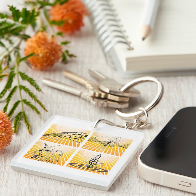 Musical Notes Burst Abstract Key Ring (Creator Uploaded)
