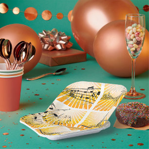 Musical Notes Burst Abstract Paper Plate