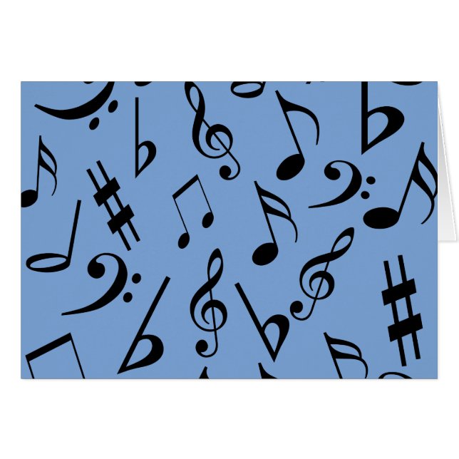 Musical Notes Card - Blue (Front Horizontal)