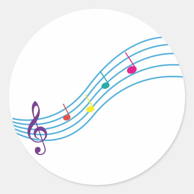 Musical notes classic round sticker (Front)
