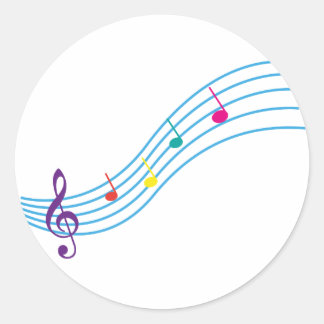 Musical notes classic round sticker