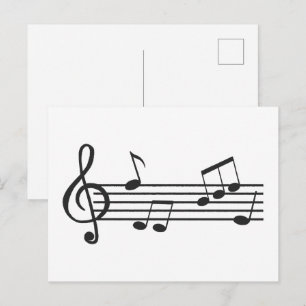 Musical notes clipart, treble clef doodle  postcard
