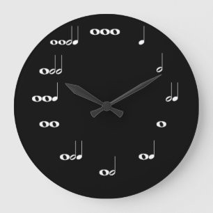Musical Notes Clock Black