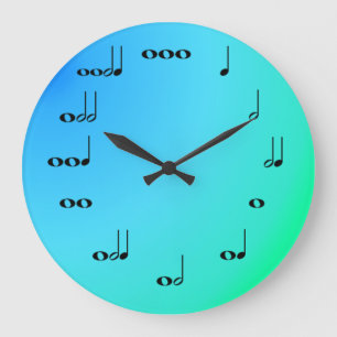 Musical Notes Clock on Blue and green