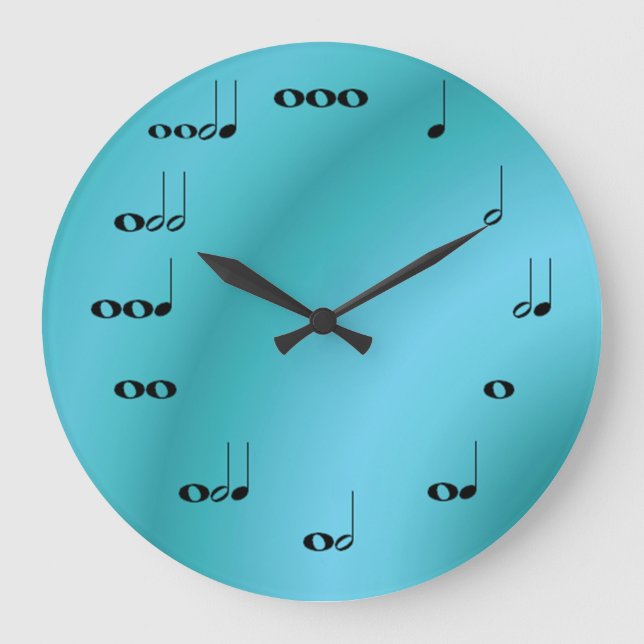 Musical Notes Clock on dark Blue (Front)