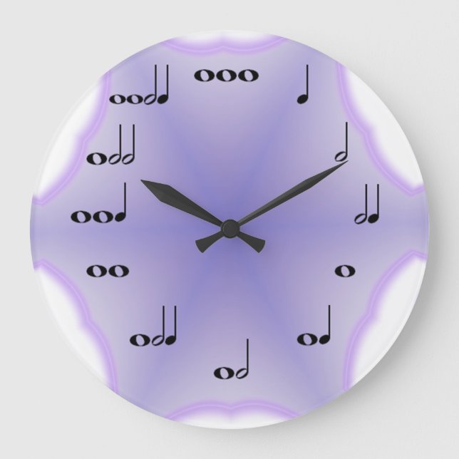 Musical Notes Clock on Lavender background (Front)