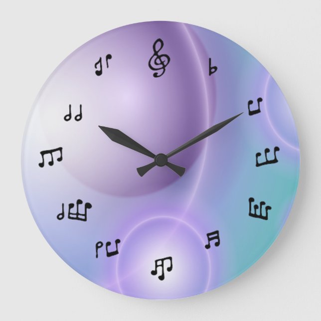 Musical Notes Clock on light blue/purple (Front)