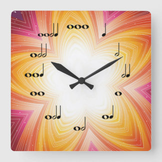 Musical Notes Clock Star Burst Orange