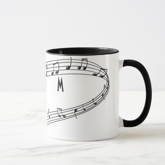 Musical Notes Coffee Mug with Monogram (Right)