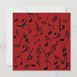 Musical Notes Customisable Invitation Red & Black