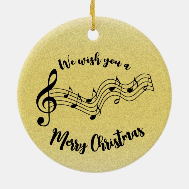 Musical Notes Design Ceramic Ornament (Back)