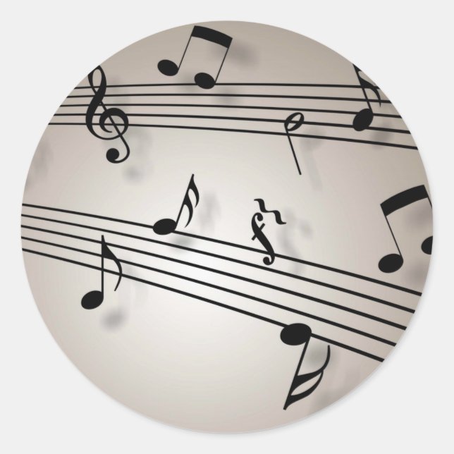 Musical Notes Design Classic Round Sticker (Front)