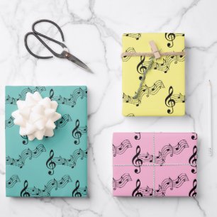Musical Notes Design Wrapping Paper Sheet