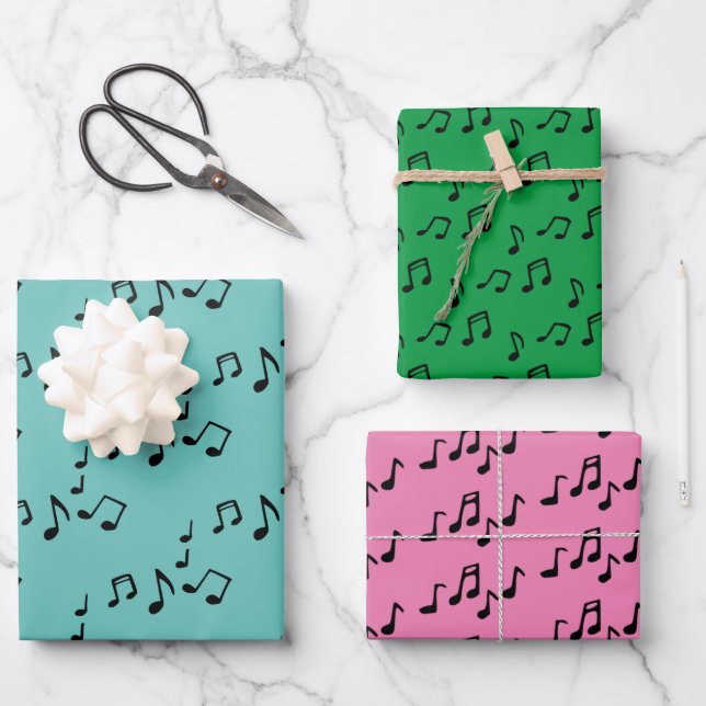 Musical Notes Design Wrapping Paper Sheets (Front)