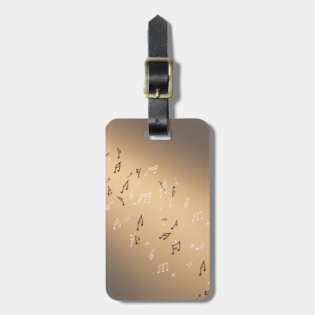 Musical Notes golden glow Luggage Tag (Front Vertical)