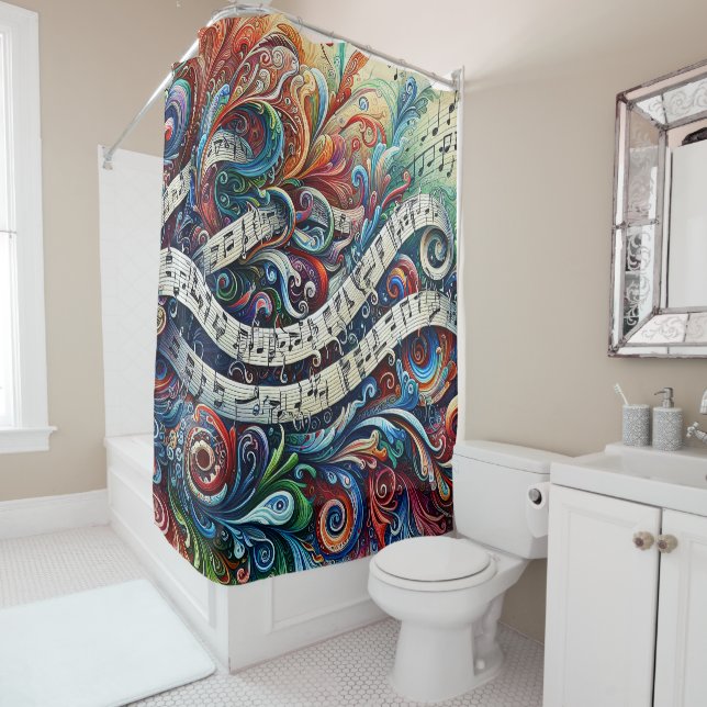 Musical Notes Graffiti Shower Curtain (In Situ)