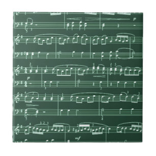Musical Notes green Ceramic Tile
