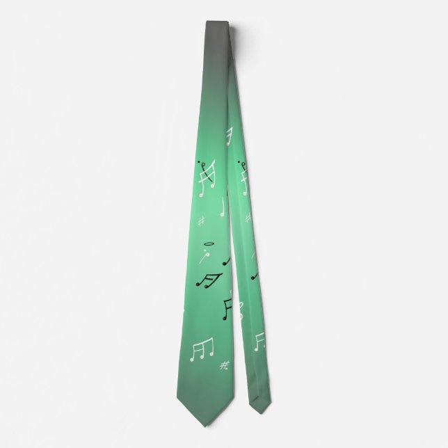 Musical Notes Green Light   Neck Tie (Front)