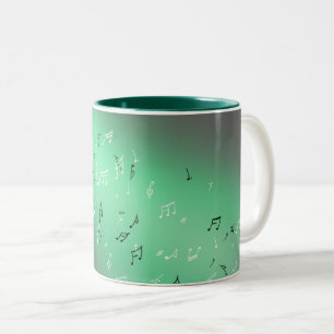 Musical Notes Green Moon Two-Tone Coffee Mug