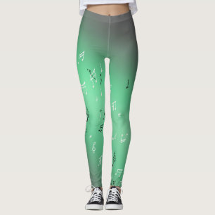 Musical Notes Green Ombre Leggings