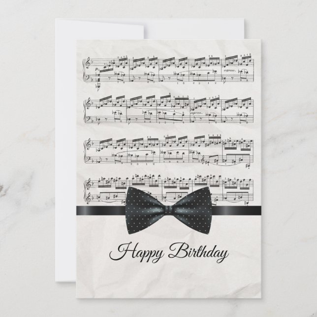 Musical notes Happy Birthday Flat Card (Front)