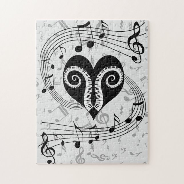 Musical notes heart and piano keys jigsaw puzzle (Vertical)