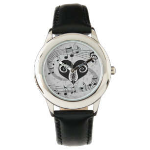 Musical notes heart and piano keys watch