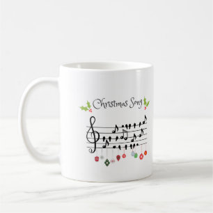 Musical Notes Holly Christmas Song Coffee Mug
