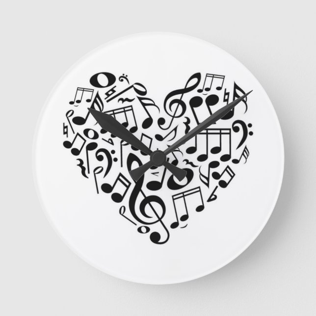 "MUSICAL NOTES" IN A HEART CLOCK (Front)