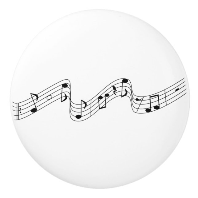 Musical notes in a wavy line ceramic knob (Front)