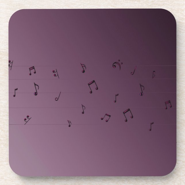 Musical Notes in Dark Ombre Plastic  Coaster (Front)
