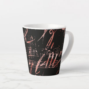 Musical Notes In Rose Gold Small Ceramic Latte Mug