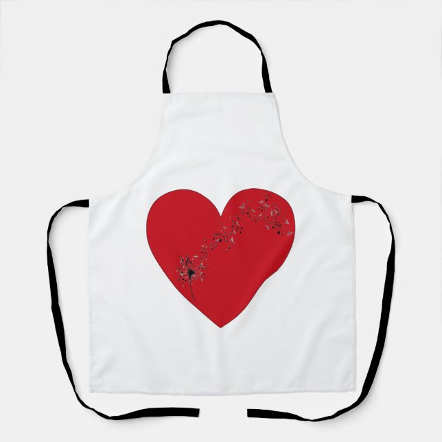 Musical notes in the heart, All-Over Print Apron (Front)