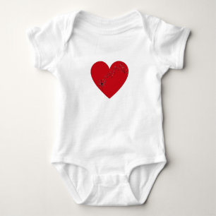 Musical notes in the heart  baby bodysuit