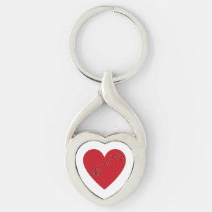 Musical notes in the heart, Metal Keychain