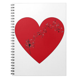 Musical notes in the heart, Spiral Photo Notebook