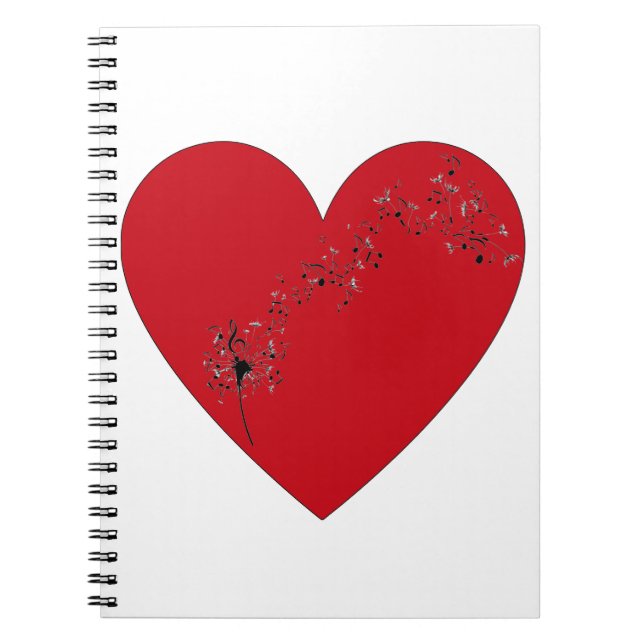Musical notes in the heart, Spiral Photo Notebook (Front)