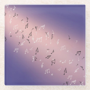 Musical Notes in the Moonlight Glass Coaster