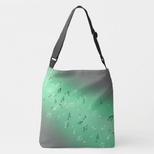 Musical Notes in the Moonlight Green Crossbody Bag