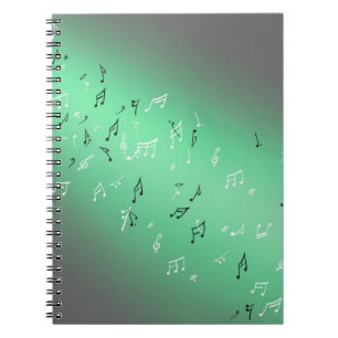 Musical Notes in the Moonlight green  Notebook