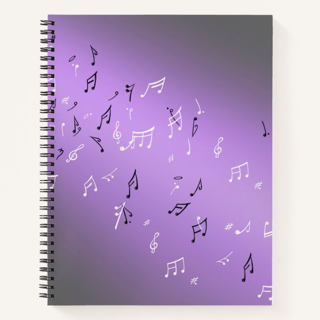 Musical Notes in the Moonlight Lilac Notebook (Front)