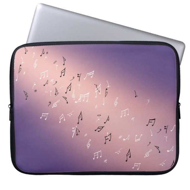 Musical Notes Lilac  Moon  Laptop Sleeve (Front)