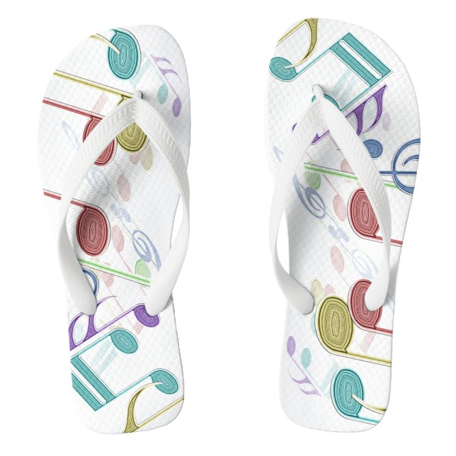 Musical Notes Linear Multicolor Thongs (Footbed)