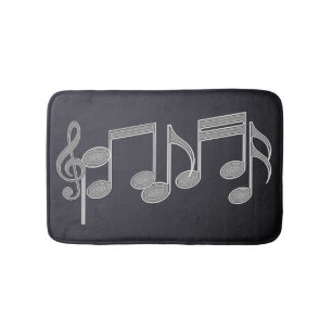 Musical Notes Linear Silver Bath Mat