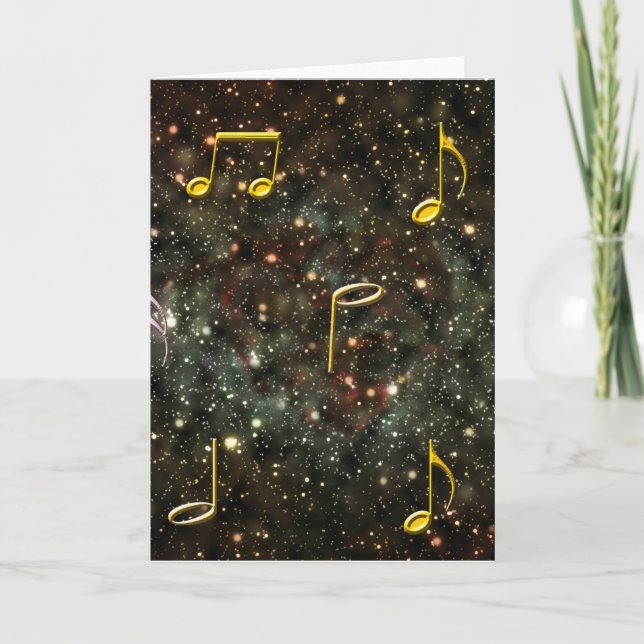 Musical Notes Melody Starry Night Blank Notecard (Front)