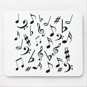Musical Notes Mousepad - Black and White