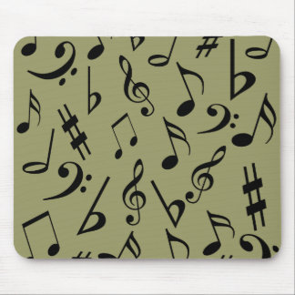 Musical Notes Mousepad - Pale Olive Green