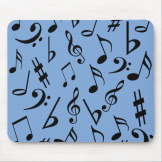 Musical Notes Mousepad - Sky Blue and Black