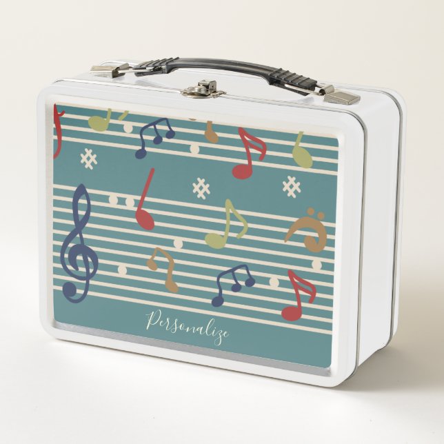 Musical Notes Music Sheet Music Personalised Metal Lunch Box (Front)