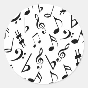 Musical Notes Music Stickers - Black and White